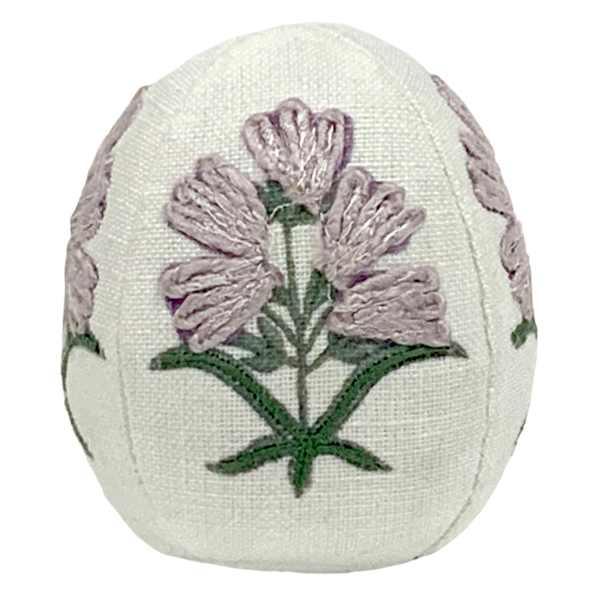 Honeybloom Purple Embroidered Fabric Egg, 4"