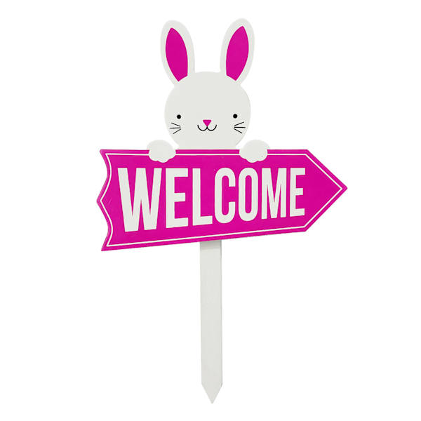 Bunny Brights Welcome Bunny Yard Stake, 14"