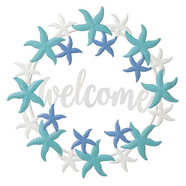 Starfish Welcome Metal Outdoor Wall Sign, 24"
