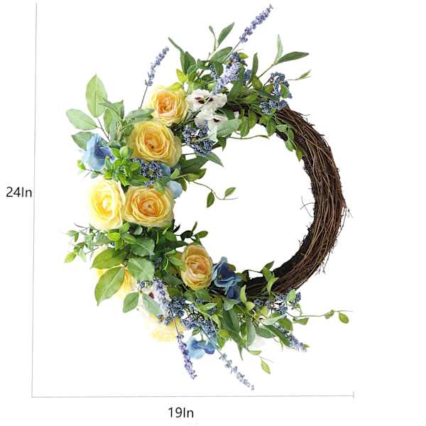 Yellow Ranunculus Half Wreath, 19"