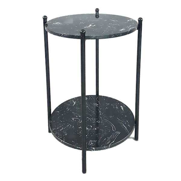 Leah Metal & Marble Side Table, Black