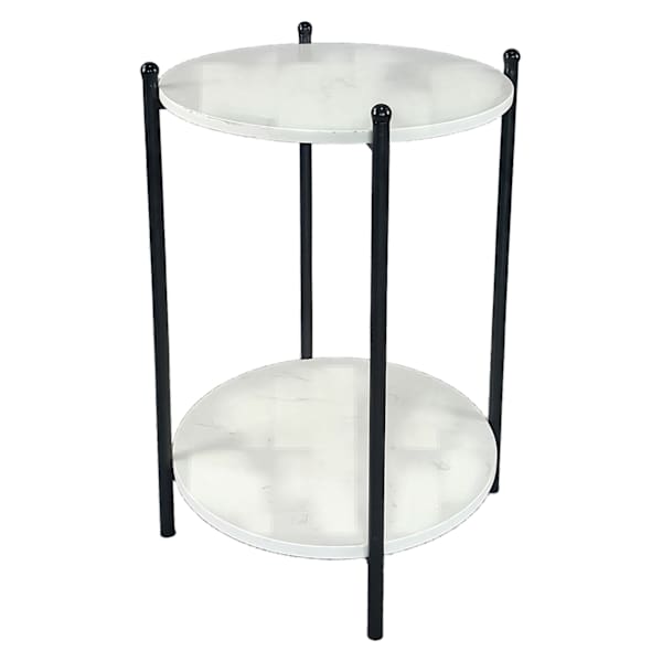 Leah Metal & Marble Side Table, White