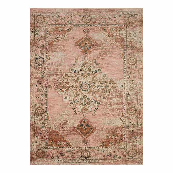 (A465) Found & Fable Pink Jeweled Medallion Area Rug, 9x12
