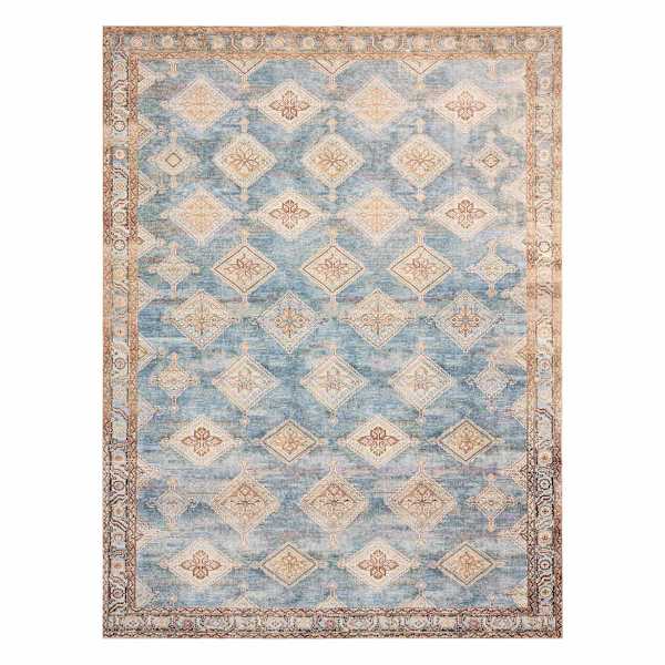 (D569) Freya Blue Multicolor Medallion Area Rug, 9x12