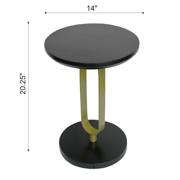 Sebastian Wood & Metal Drink Table, Black & Gold