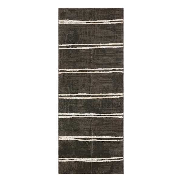 Freya Black Striped Washable Runner, 2x5