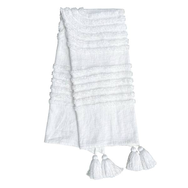 Found & Fable White Cotton Tufted Wave Throw Blanket, 50x60