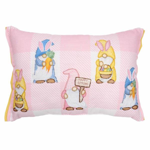 Homespun Easter Gnomes Beaded Artwork with Double Flange Throw Pillow, 14x20