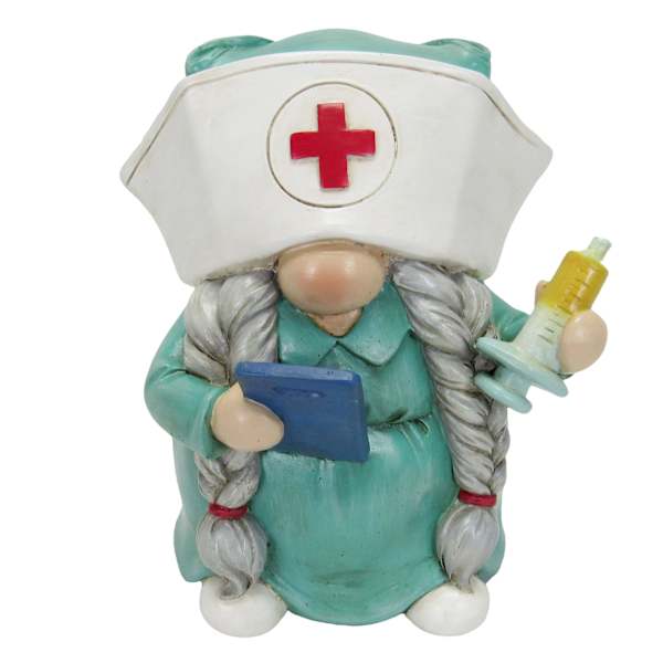 Nurse Gnome Outdoor Garden Statue, 7.5"