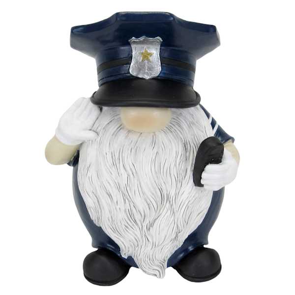Policeman Gnome Outdoor Garden Statue, 8"