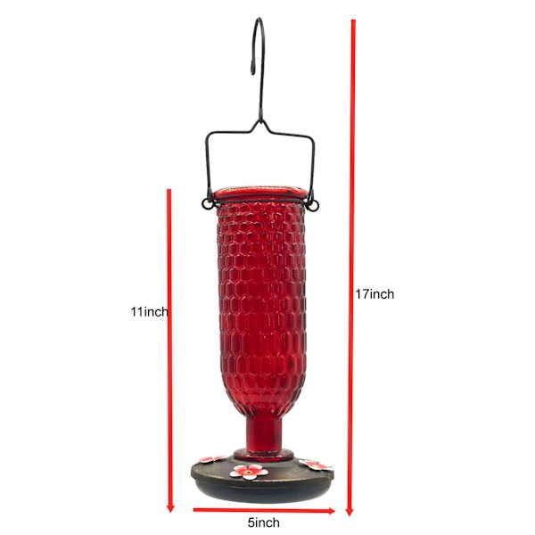 Glass Hummingbird Bird Feeder, 14"