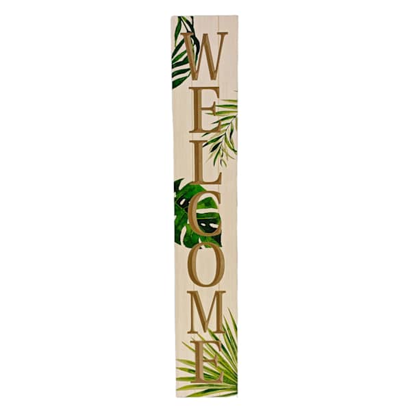 Found & Fable Welcome Palm Outdoor Porch Leaner Sign, 48"