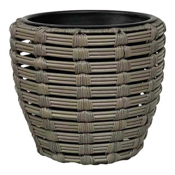 Grey Poly Rattan Outdoor Planter, Medium