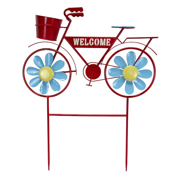 Sunny Club Red Metal Bicycle Planter Stake, 28"