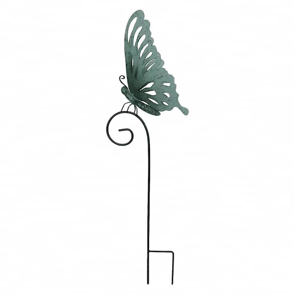 Honeybloom Green Metal Butterfly Plant Yard Pick, 20"
