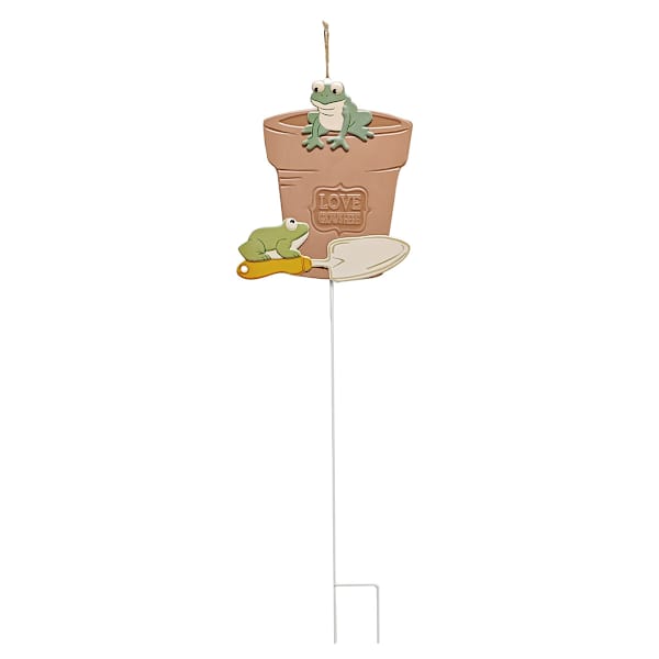 Honeybloom Metal Frog Yard Stake, 36"