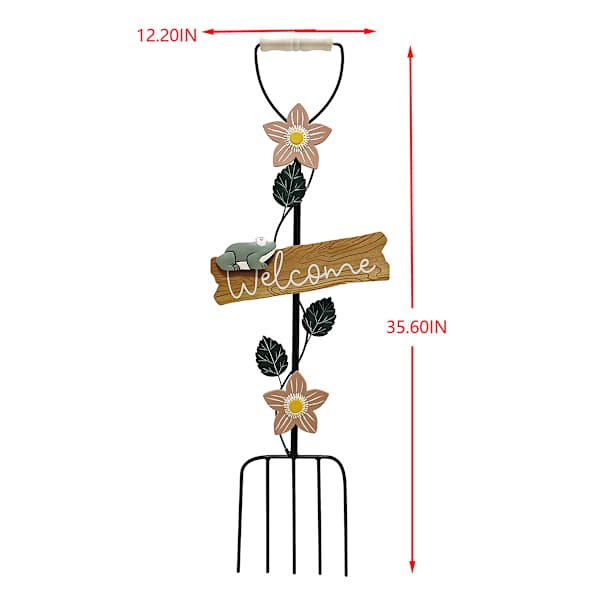 Honeybloom Rake Metal Yard Stake, 35"