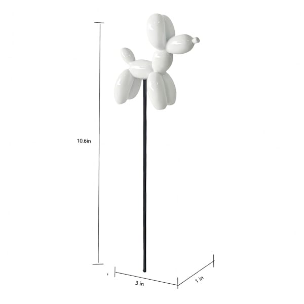 White Balloon Dog Yard Pick, 11"