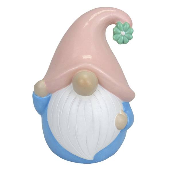 Sunny Club Pink Hat Terracotta Gnome Outdoor Garden Statue, 6"