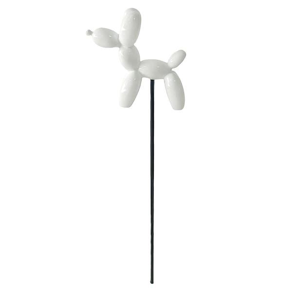 White Balloon Dog Yard Pick, 11"
