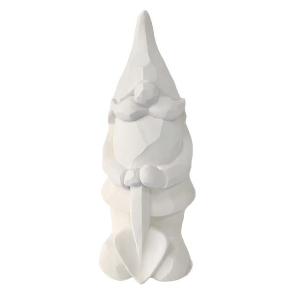 Crosby St. White Geometric Gnome Outdoor Garden Statue, 15"
