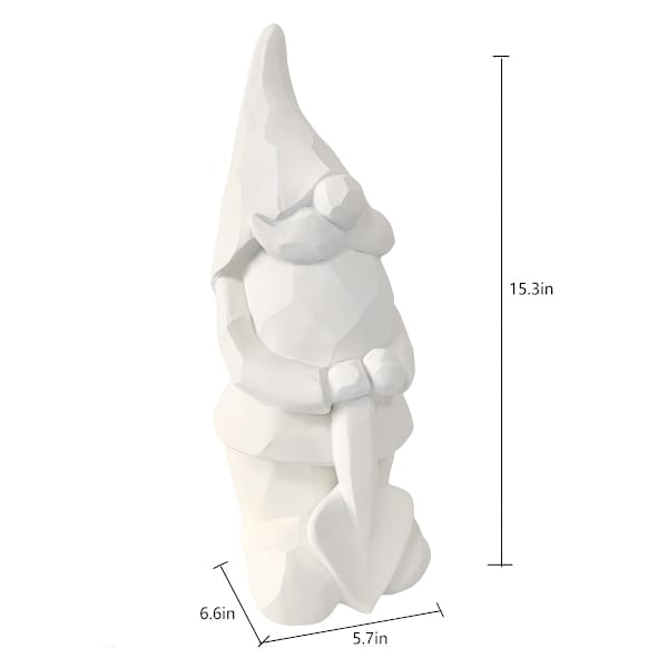 Crosby St. White Geometric Gnome Outdoor Garden Statue, 15"
