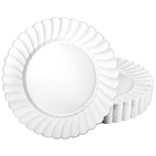 10-Pack Scalloped Edge Plastic Dinner Plates, 10"