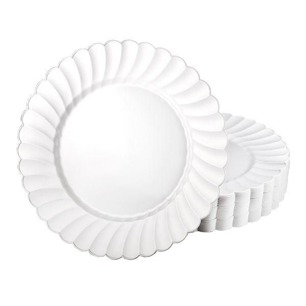10-Pack Scalloped Edge Plastic Salad Plates, 8"
