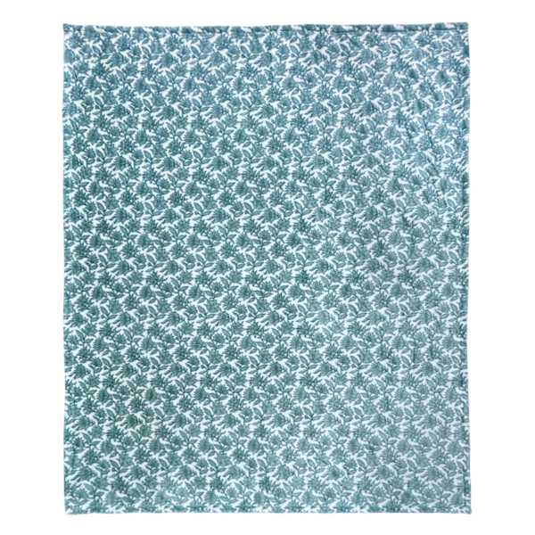 Honeybloom Green Folk Floral Print Micro Plush Throw Blanket, 50x60