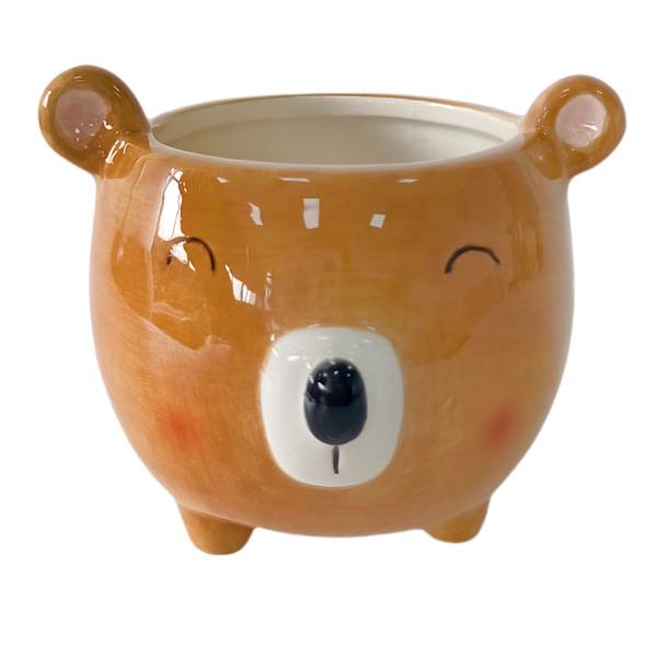 Indoor  Brown Bear Ceramic Planter, 3"