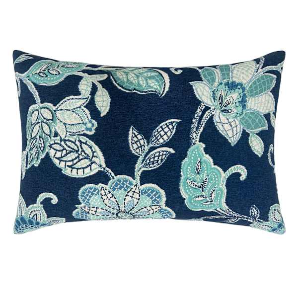 Positano Navy Blue Lumbar Outdoor Throw Pillow, 14x20