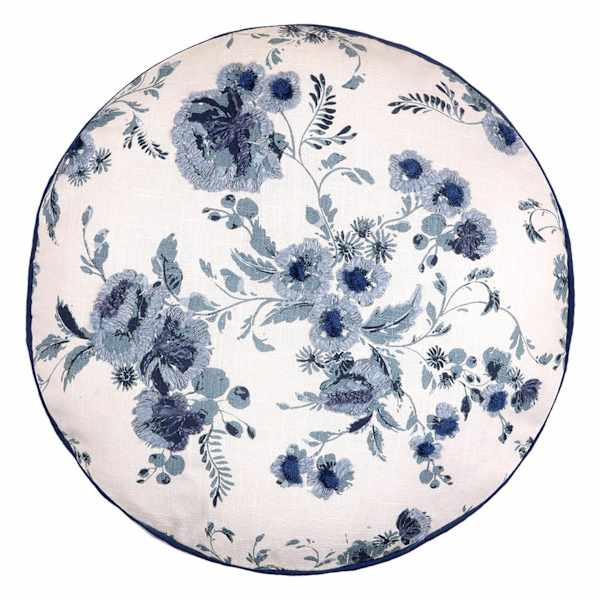 Providence Floral Embroidered Round Throw Pillow, 16"