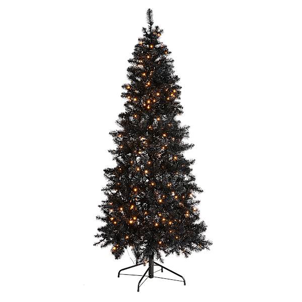 (B8) Pre-Lit LED Black Fir Tree, 7'
