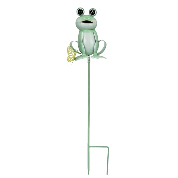 Frog with Butterfly Yard Stake, 36"