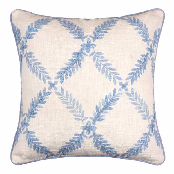 Providence Fern Trellis Embroidered Throw Pillow, 18"