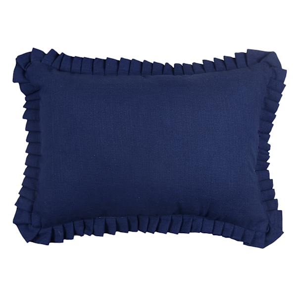 Providence Navy Blue Cotton Slub Throw Pillow with Pleating, 14x20