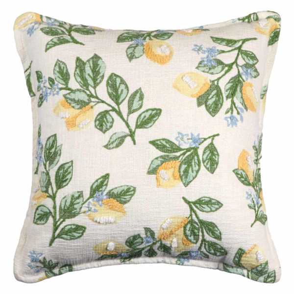 Providence Lemon Embroidered Throw Pillow, 18"