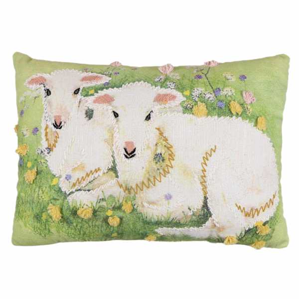 Lamb Meadow Easter Throw Pillow, 14x20