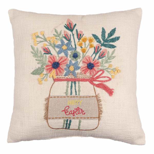 Happy Easter Bouquet Throw Pillow, 16"