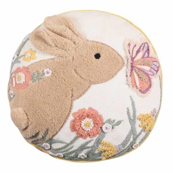 Plush Bunny Round Easter Throw Pillow, 16"