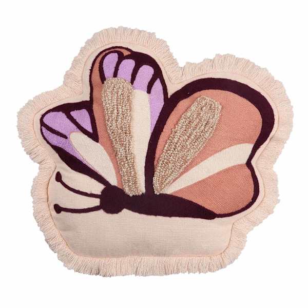 Butterfly Shaped Throw Pillow with Fringe, 14x17