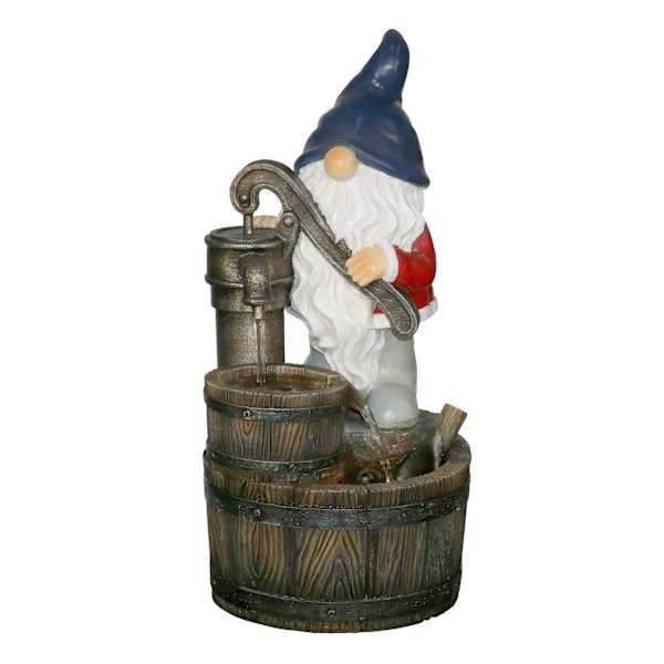 Gnome Lit Outdoor Fountain, 20"