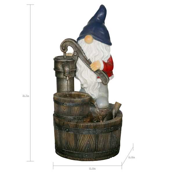 Gnome Lit Outdoor Fountain, 20"