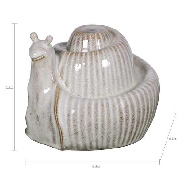 Honeybloom Snail Tabletop Outdoor Fountain, 8"