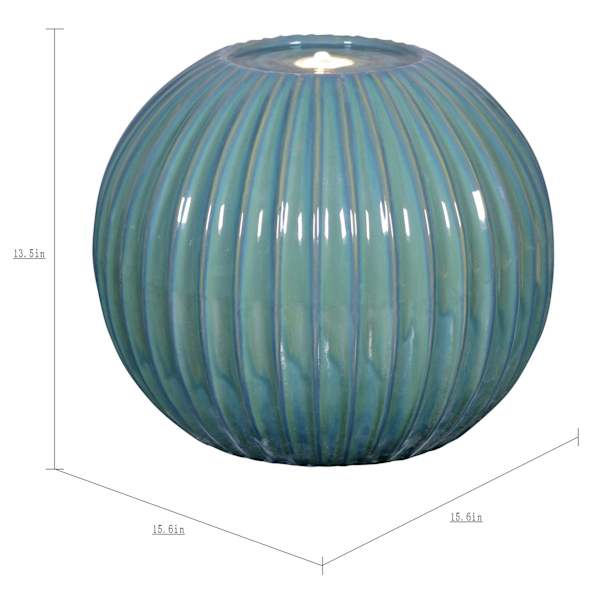16IN Teal Ceramic Ball Fountain