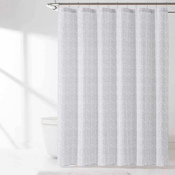 13-Piece Aster Geo Rain Washed Shower Curtain Set, 72"