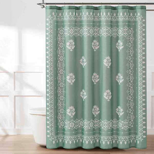 Honeybloom Green Floral Bandana Print Single Shower Curtain, 72"