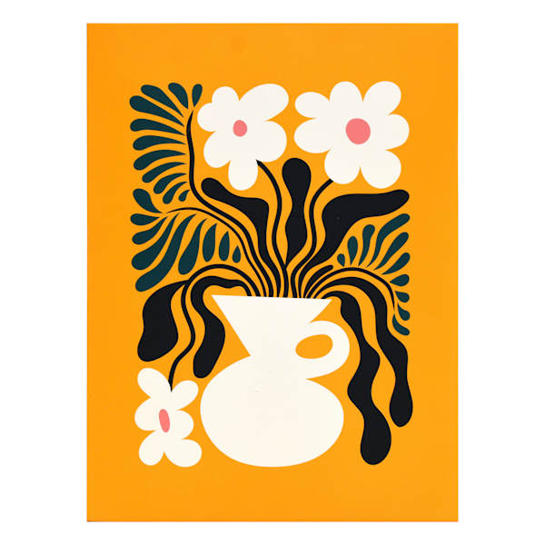 White Flowers in Vase Canvas Wall Art, 12x16