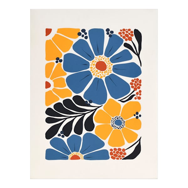 Blue & Yellow Flowers Canvas Wall Art, 12x16