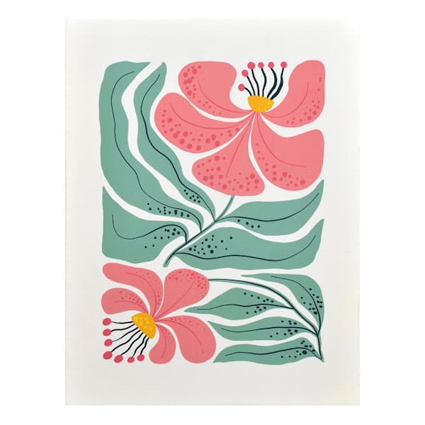 Pink Flowers Canvas Wall Art, 12x16